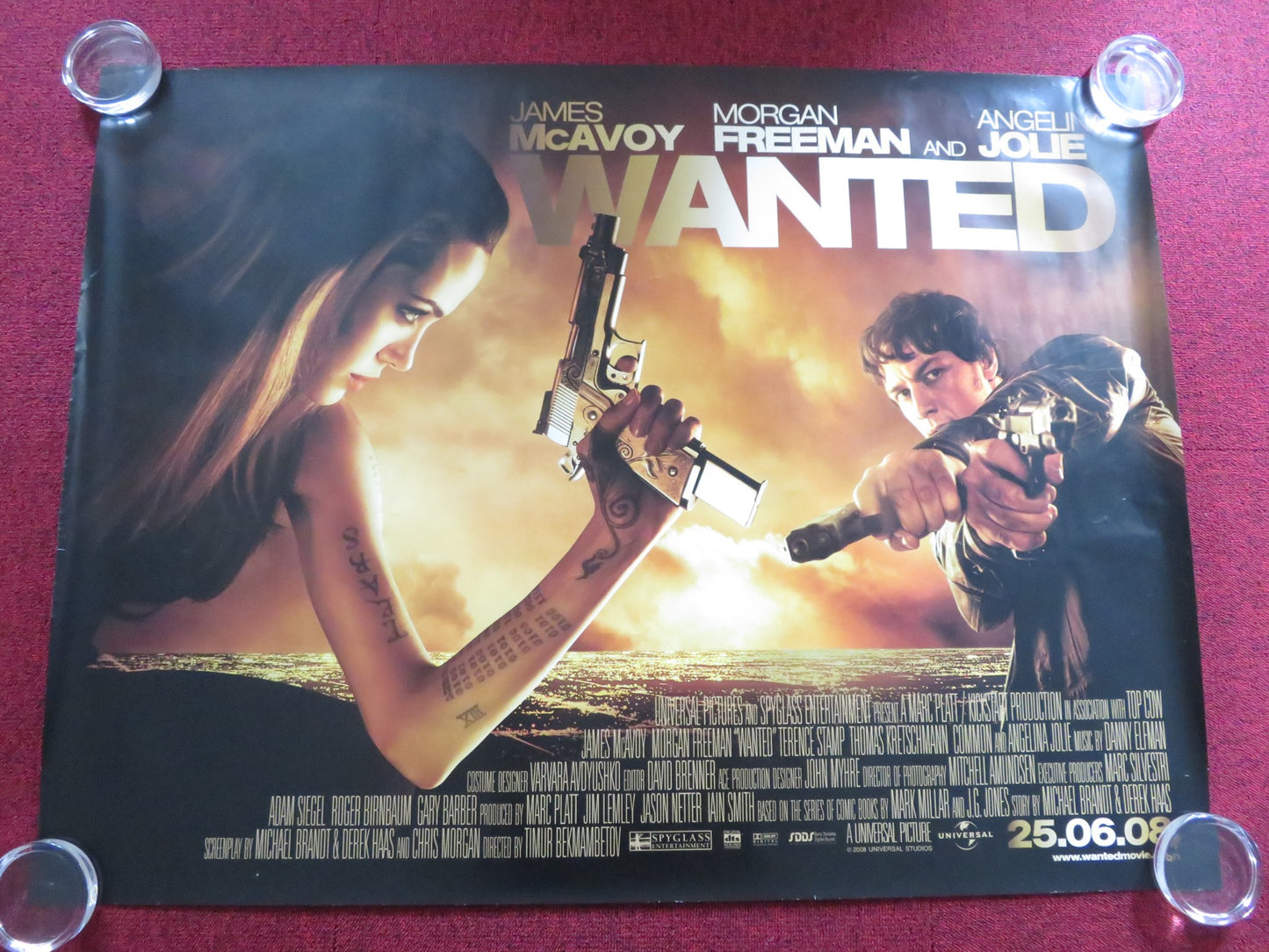 WANTED UK QUAD (30"x 40") ROLLED POSTER JAMES MCAVOY ANGELINA JOLIE 2008