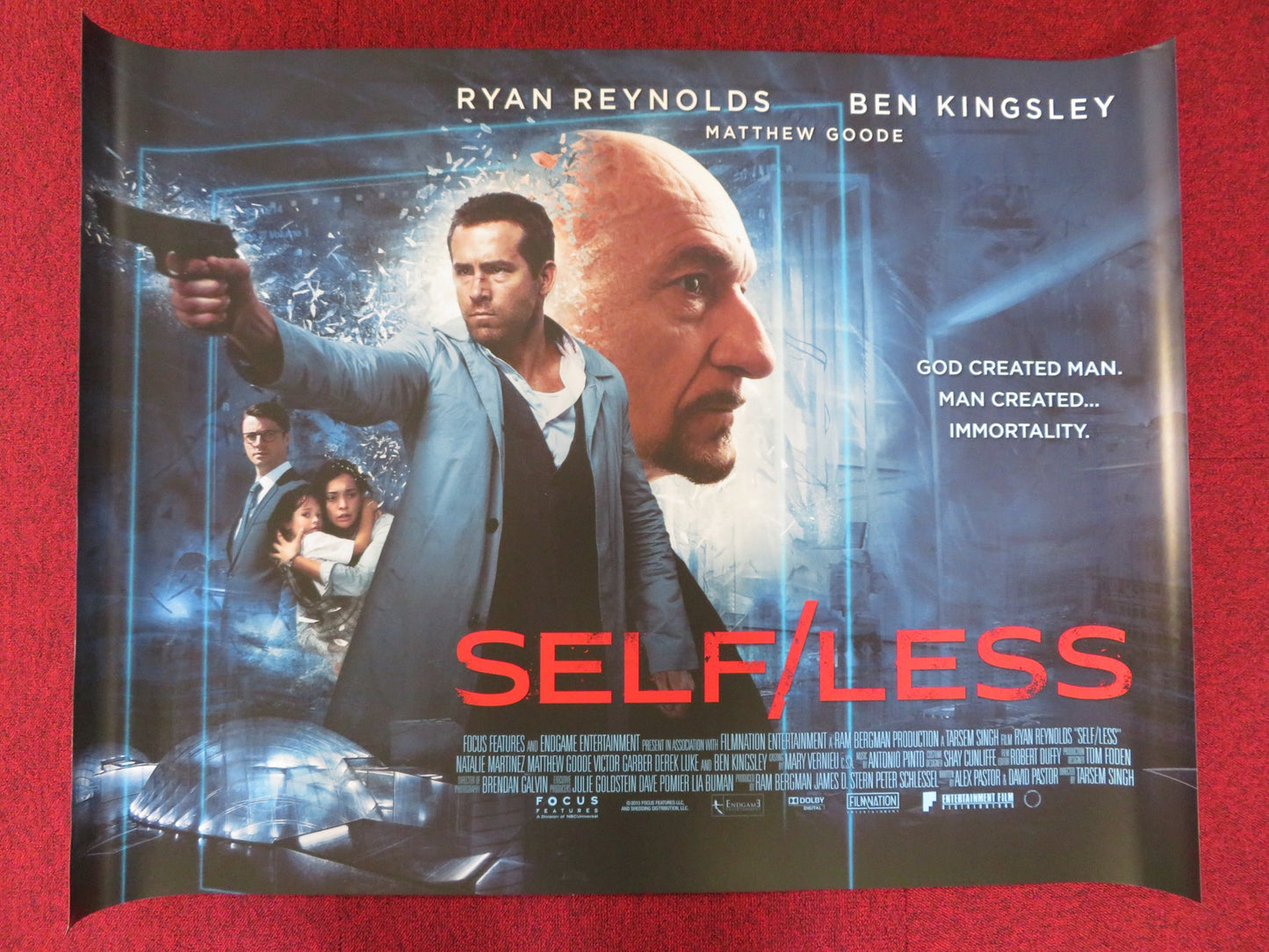 SELF/LESS UK QUAD (30"x 40") ROLLED POSTER RYAN REYNOLDS BEN KINGSLEY 2015