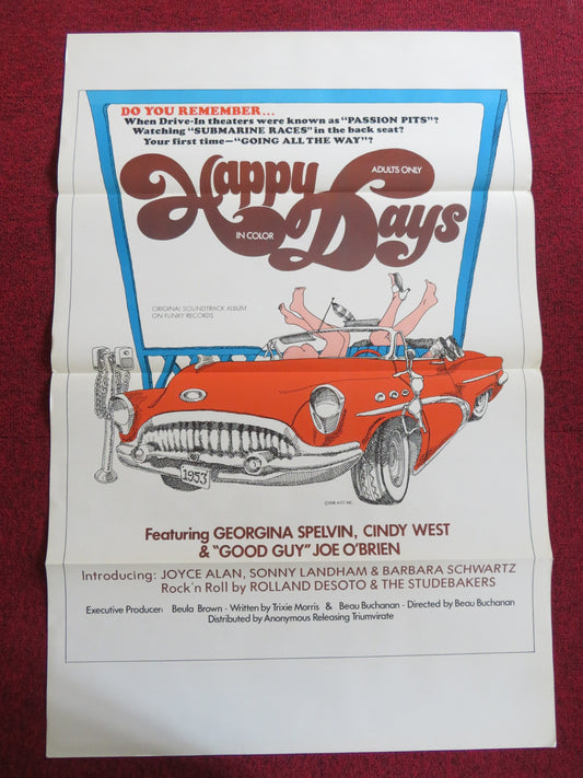 HAPPY DAYS US TRI FOLDED ONE SHEET ROLLED POSTER GEORGINA SPELVIN C. WEST 1974