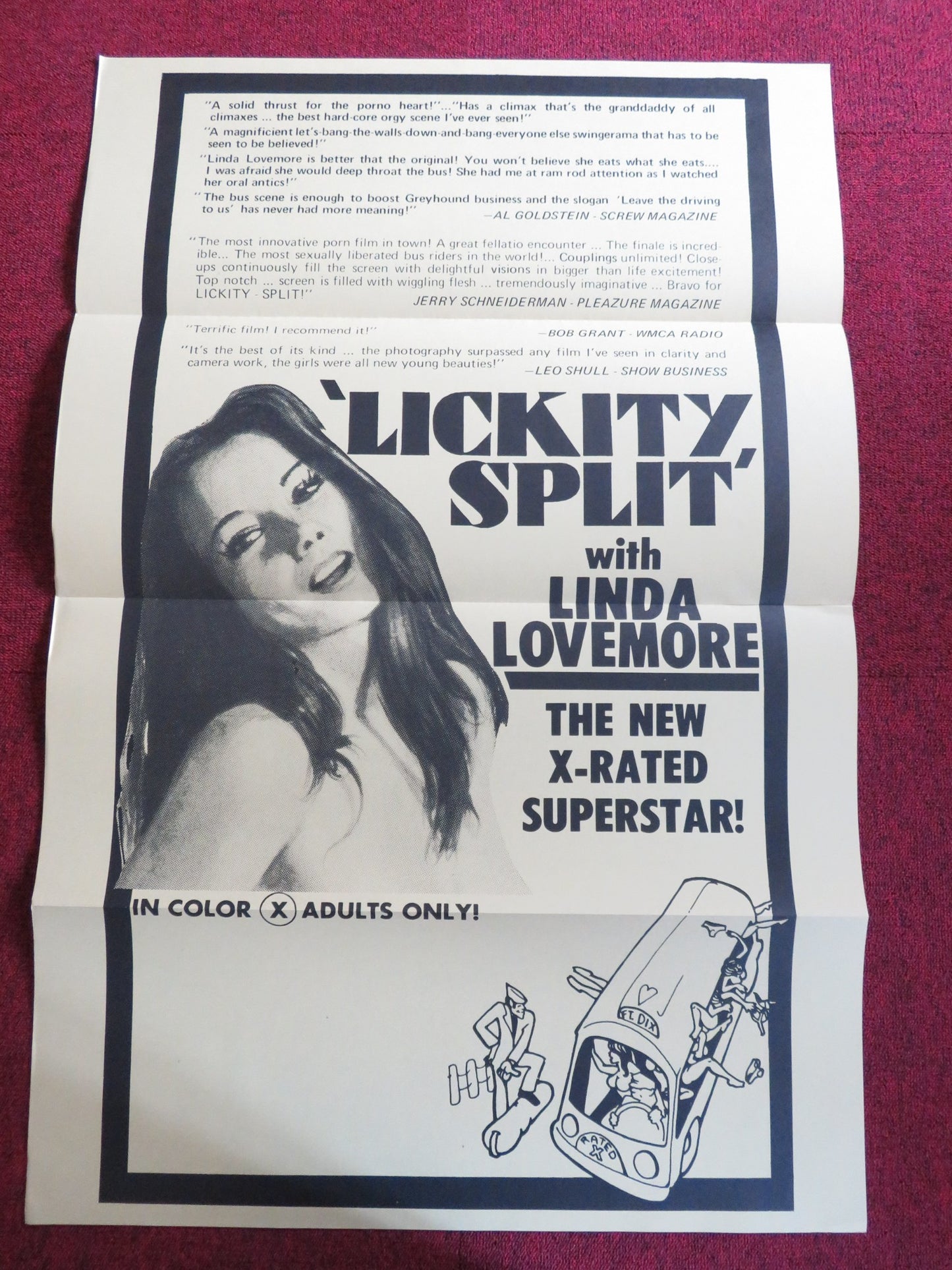 LICKITY SPLIT US TRI FOLDED ONE SHEET ROLLED POSTER LINDA LOVEMORE SANDI FOXX