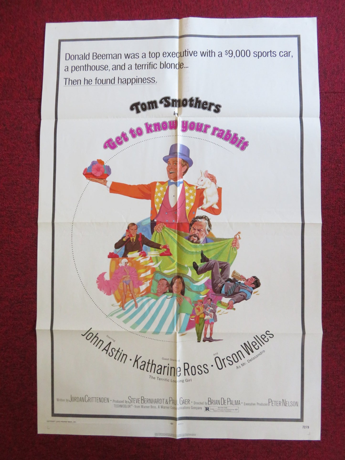 GET TO KNOW YOUR RABBIT FOLDED US ONE SHEET POSTER T. SMOTHERS ORSON WELLES 1972