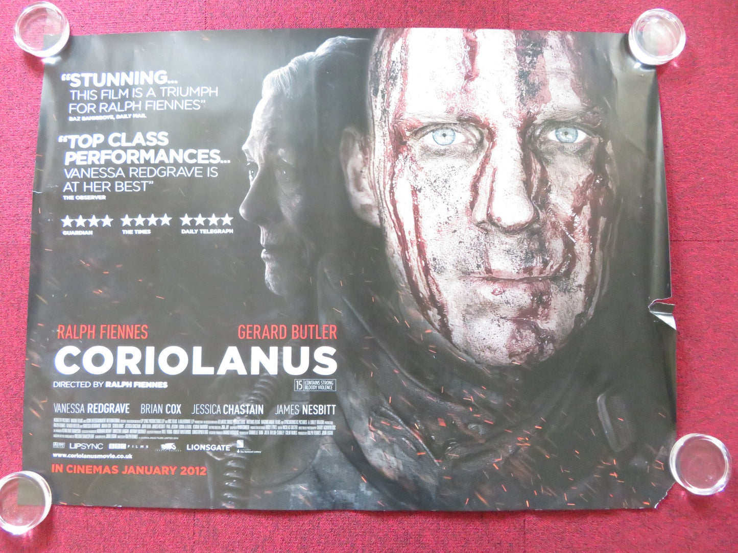 CORIOLANUS UK QUAD (30"x 40") ROLLED POSTER GERARD BUTLER RALPH FIENNES 2011