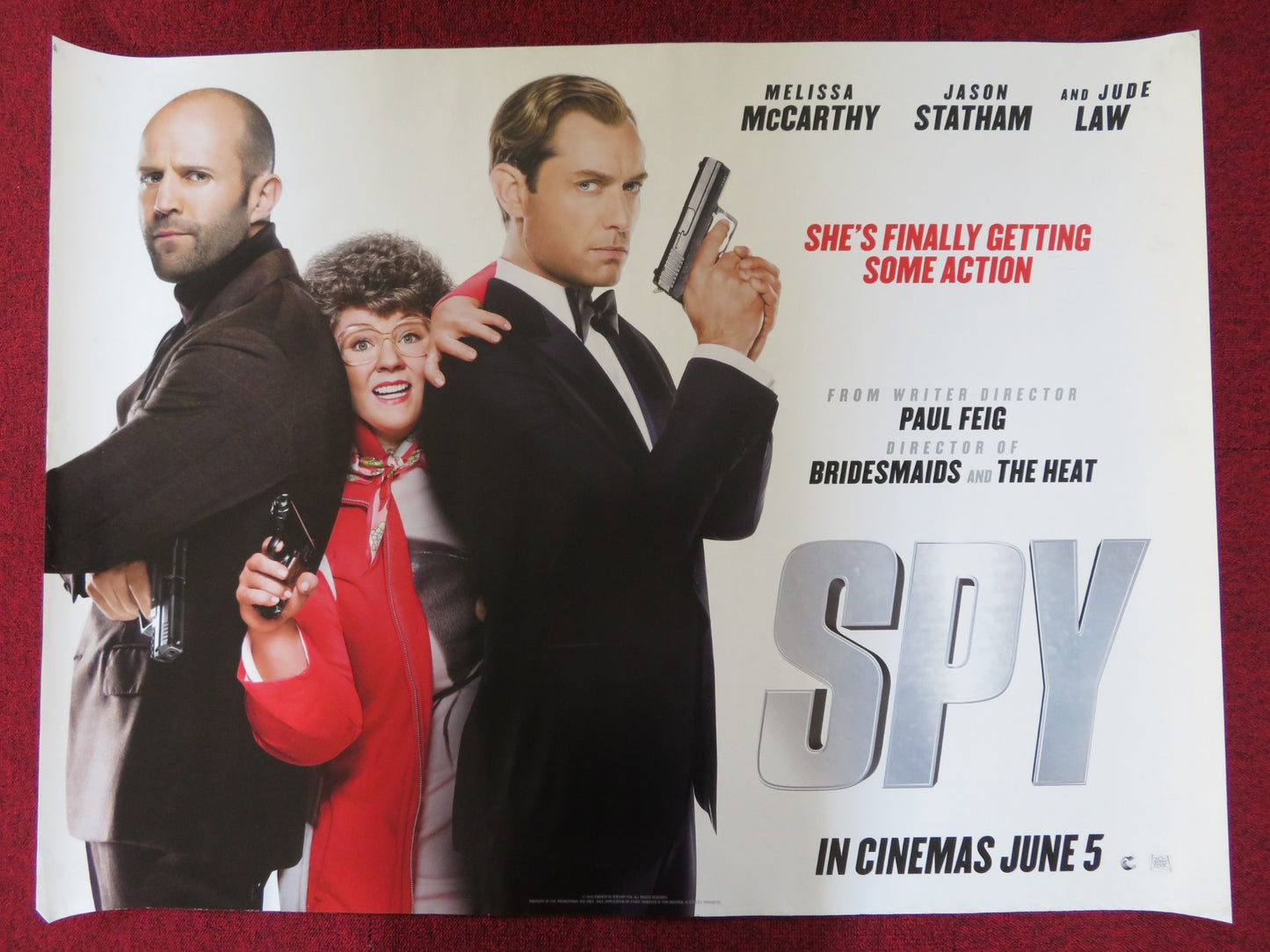 SPY UK QUAD (30"x 40") ROLLED POSTER JUDE LAW MELISSA MCCARTHY 2015