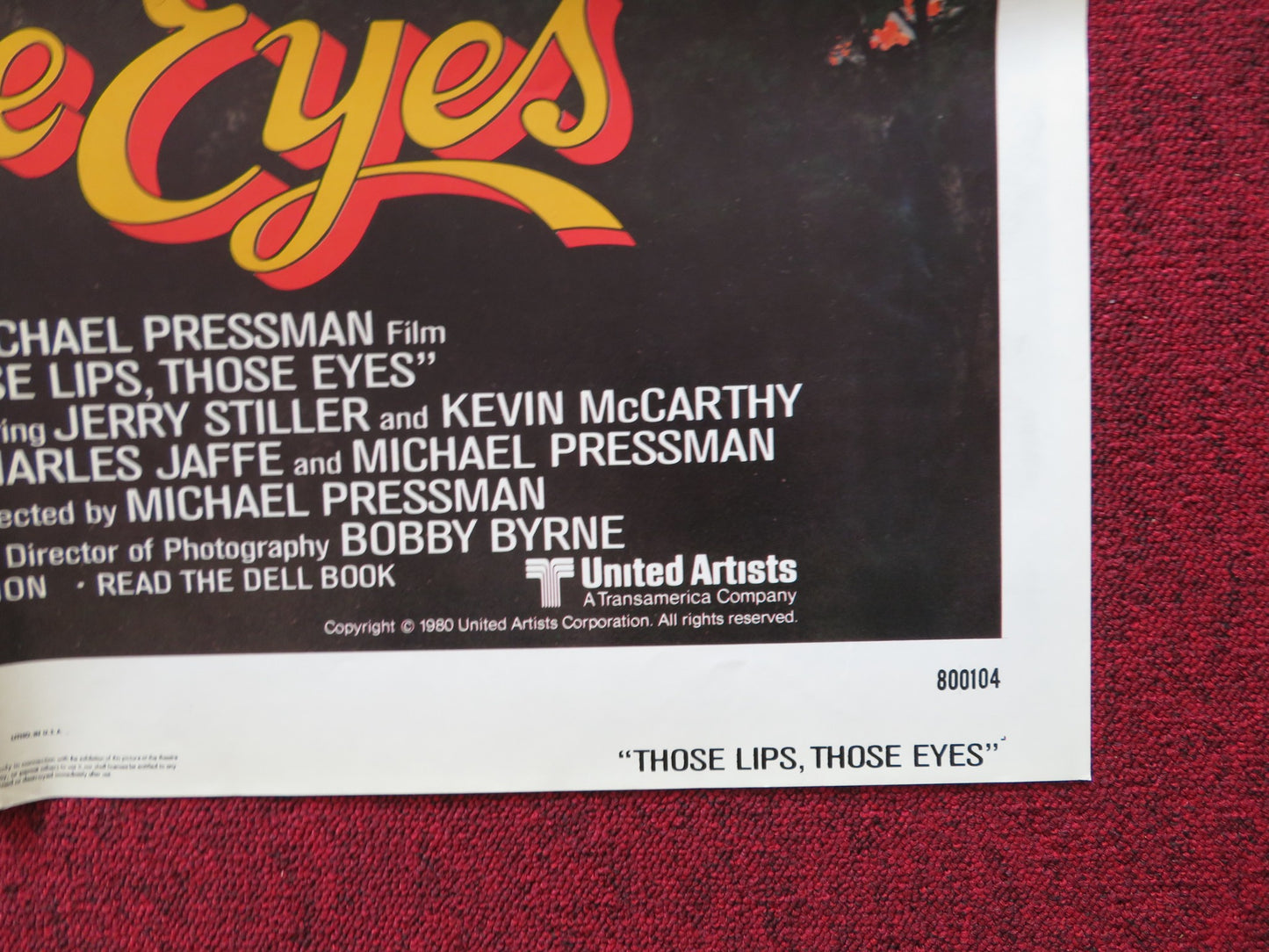 THOSE LIPS, THOSE EYES FOLDED US ONE SHEET POSTER FRANK LANGELLA G. O'CONNOR '80