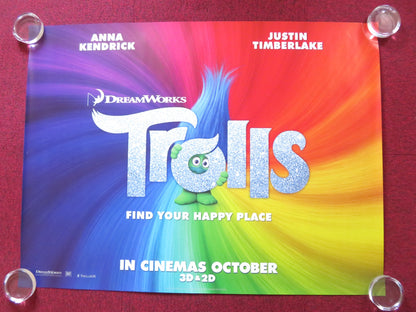 TROLLS UK QUAD (30"x 40") ROLLED POSTER ANNA KENDRICK JUSTIN TIMBERLAKE 2016