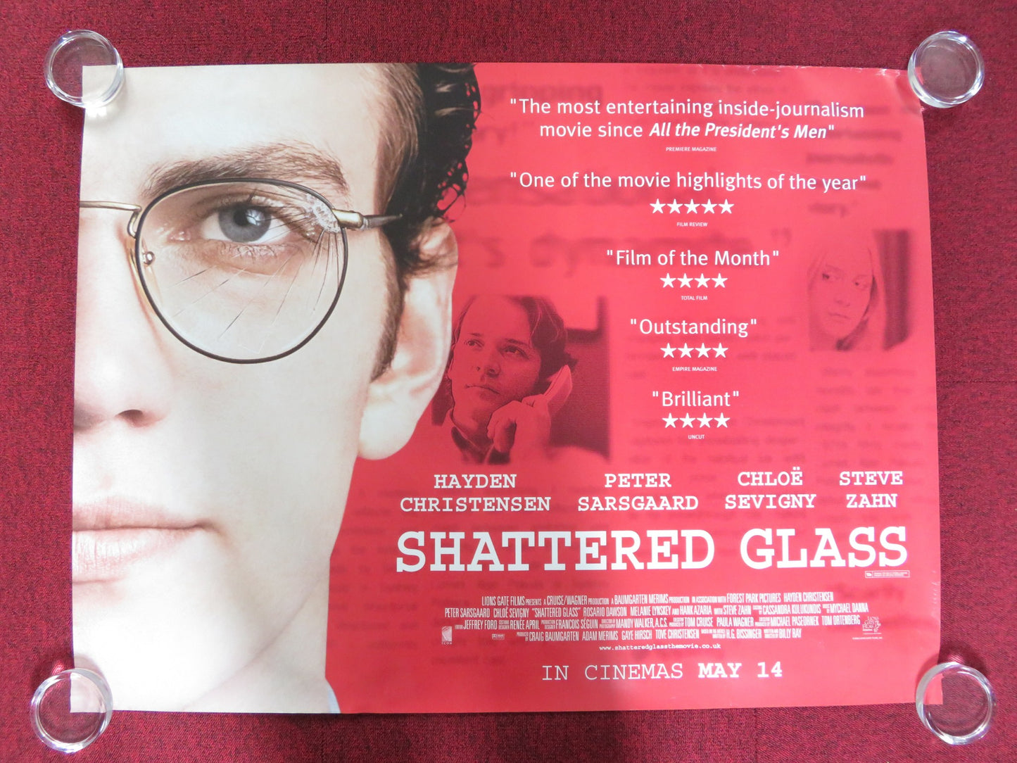 SHATTERED GLASS UK QUAD (30"x 40") ROLLED POSTER HAYDEN CHRISTENSEN 2003