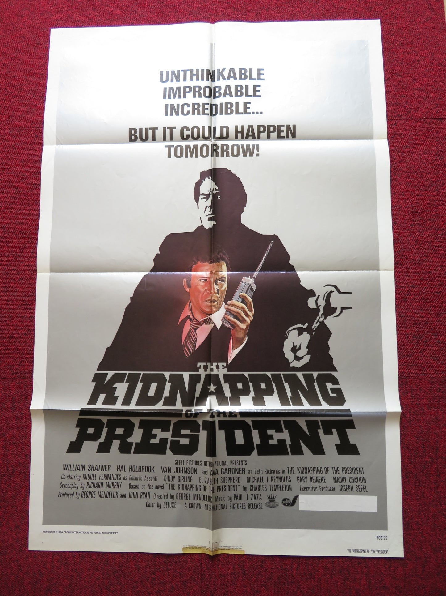 THE KIDNAPPING OF THE PRESIDENT FOLDED US ONE SHEET POSTER WILLIAM SHATNER 1980