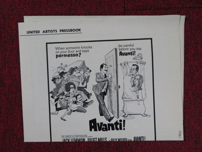 AVANTI! UNCUT UNITED ARTISTS FOLDED PRESS BOOK JACK LEMMON JULIET MILLS 1972