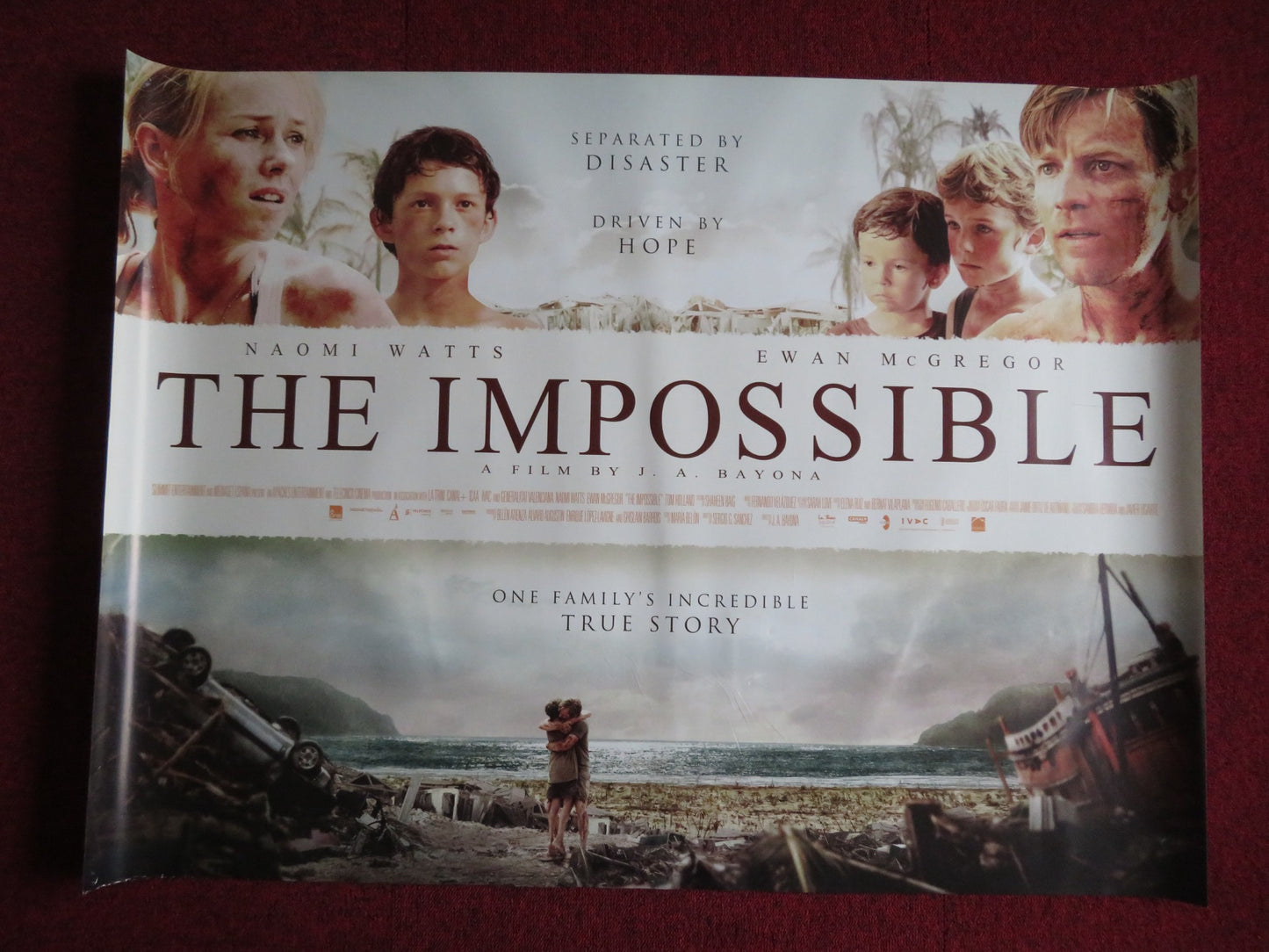 THE IMPOSSIBLE UK QUAD (30"x 40") ROLLED POSTER NAOMI WATTS EWAN MCGREGOR 2012