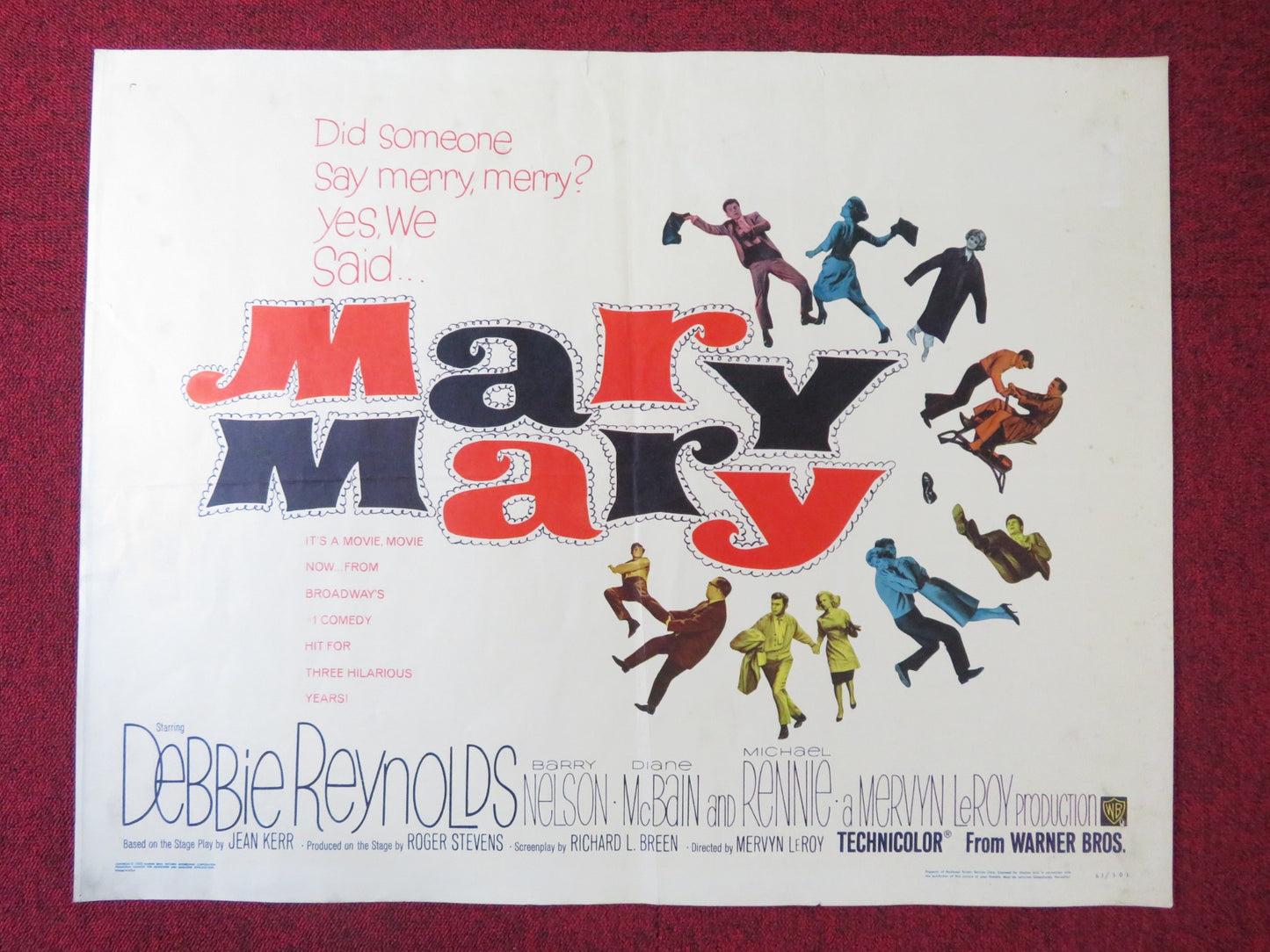 MARY MARY HALF SHEET (22"x 28") POSTER DEBBIE REYNOLDS BARRY NELSON 1963