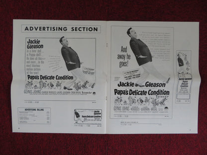 PAPA'S DELICATE CONDITION UNCUT PARAMOUNT FOLDED PRESS BOOK JACKIE GLEESON 1963