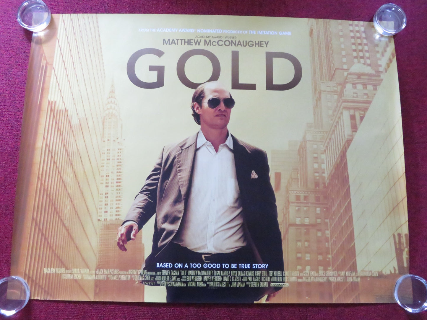 GOLD  UK QUAD ROLLED POSTER MATTHEW MCCONAUGHEY EDGAR RAMIREZ 2016