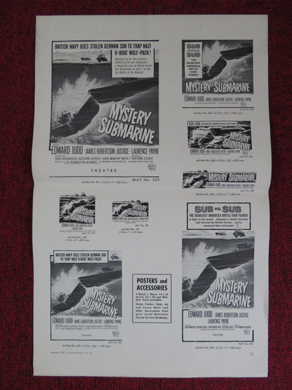 MYSTERY SUBMARINE UNCUT UNIVERSAL PICTURES FOLDED PRESS BOOK 1963