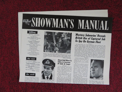 MYSTERY SUBMARINE UNCUT UNIVERSAL PICTURES FOLDED PRESS BOOK 1963