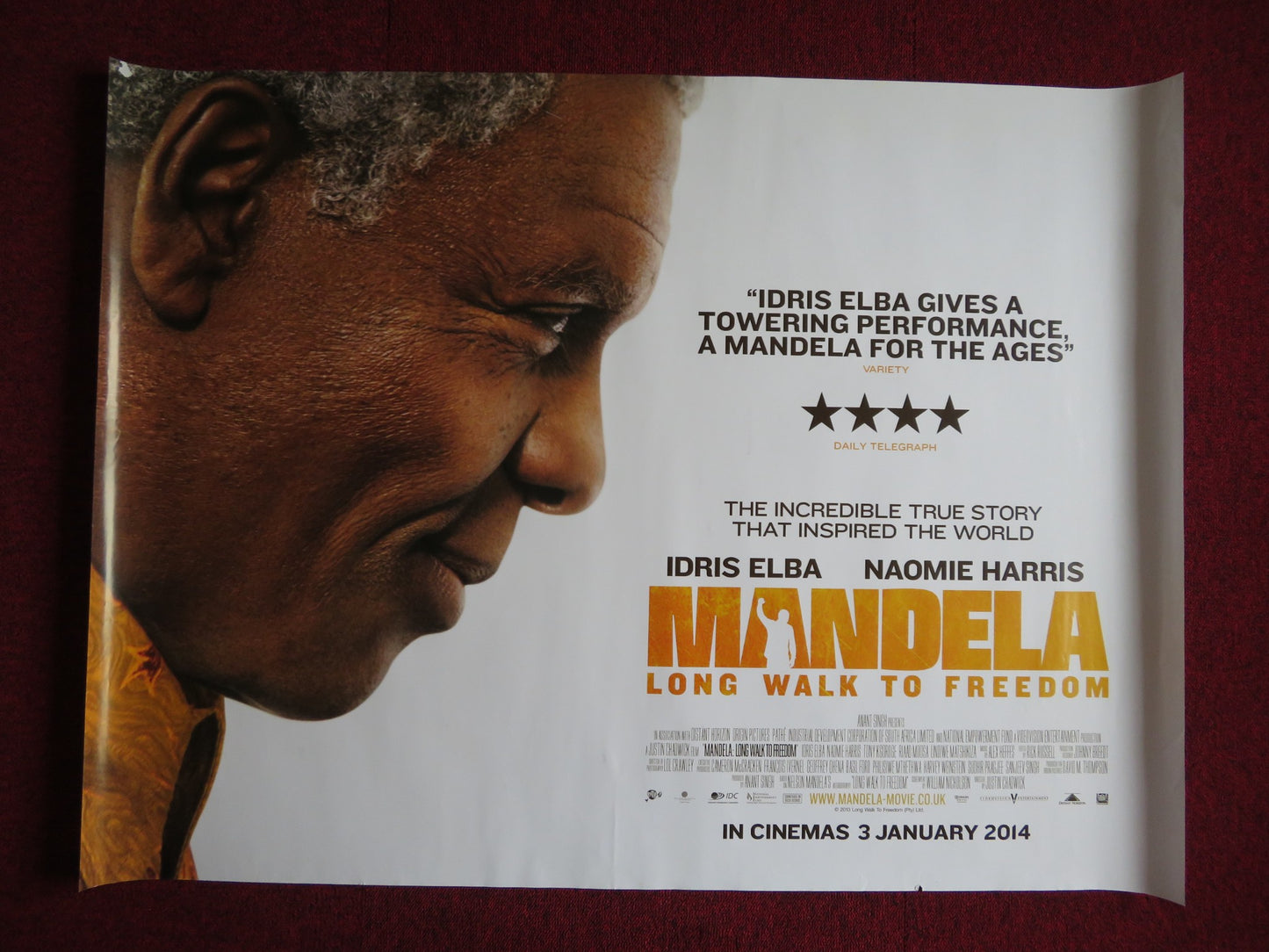 MANDELA: LONG WALK TO FREEDOM UK QUAD (30"x 40") ROLLED POSTER IDRIS ELBA 2013