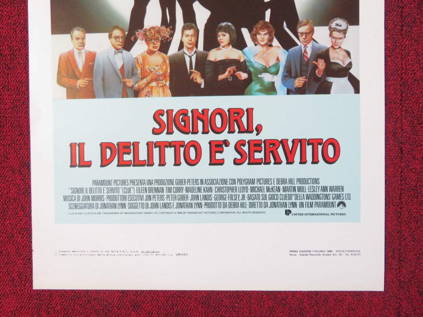 CLUE ITALIAN LOCANDINA POSTER TIM CURRY EILEEN  BRENNAN 1986