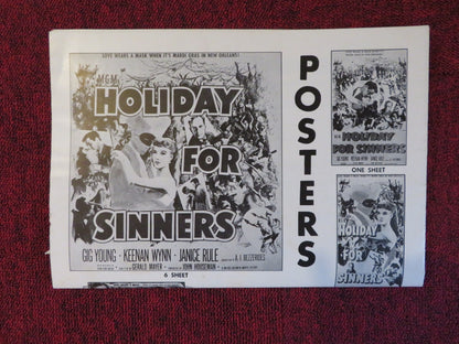 HOLIDAY FOR SINNERS UNCUT MGM FOLDED PRESS BOOK GIG YOUNG KEENAN WYNN 1952