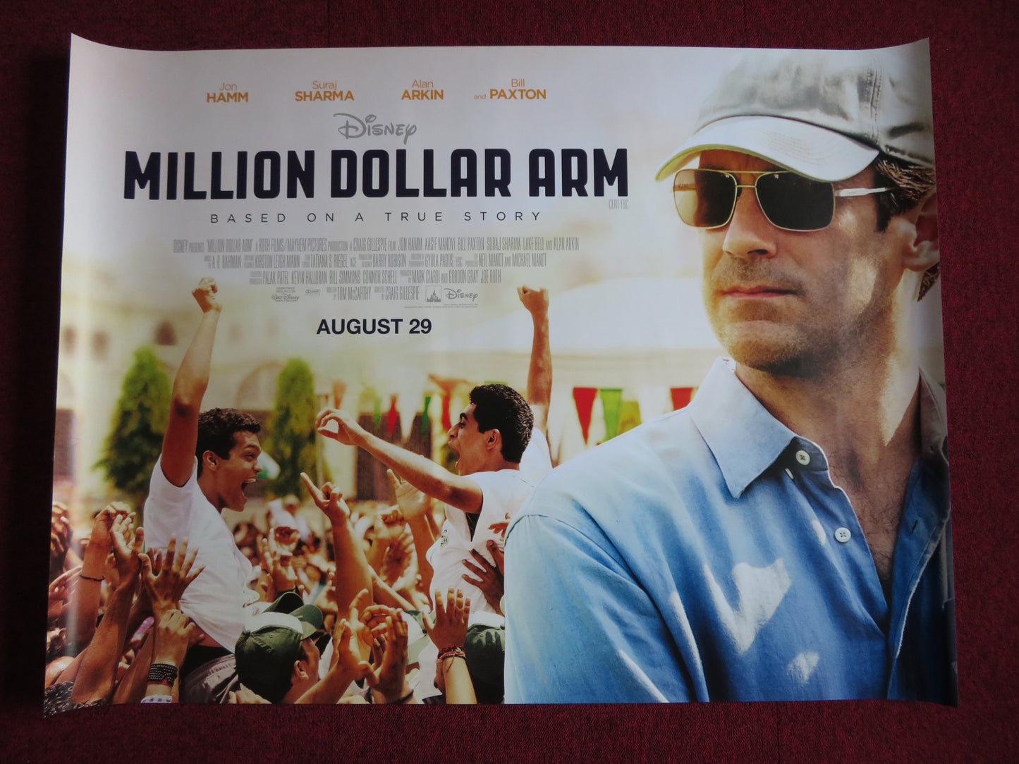 MILLION DOLLAR ARM UK QUAD (30"x 40") ROLLED POSTER DISNEY JON HAMM 2014