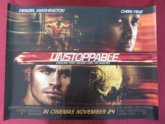 UNSTOPPABLE UK QUAD (30"x 40") ROLLED POSTER CHRIS PINE DENZEL WASHINGTON 2010