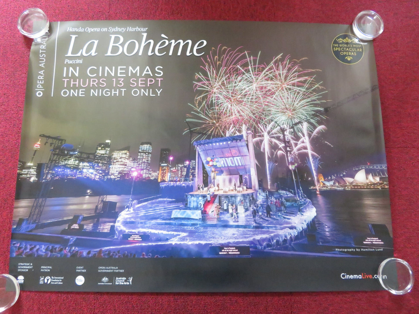 LA BOHEME HANDA OPERA AUSTRALIA UK QUAD ROLLED POSTER SYDNEY HARBOUR 2018