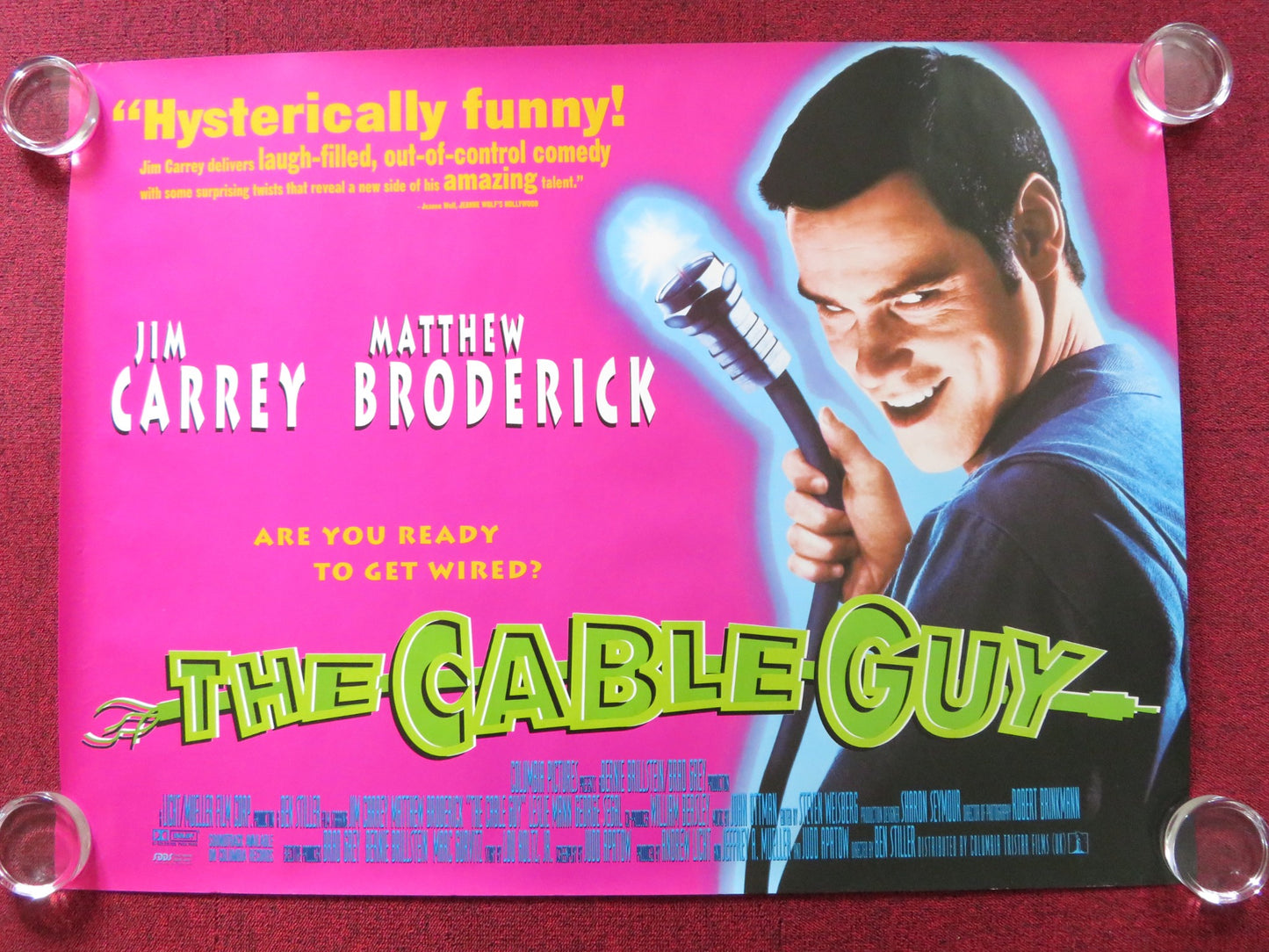 THE CABLE GUY UK QUAD (30"x 40") ROLLED POSTER JIM CARREY MATTHEW BRODERICK 1996