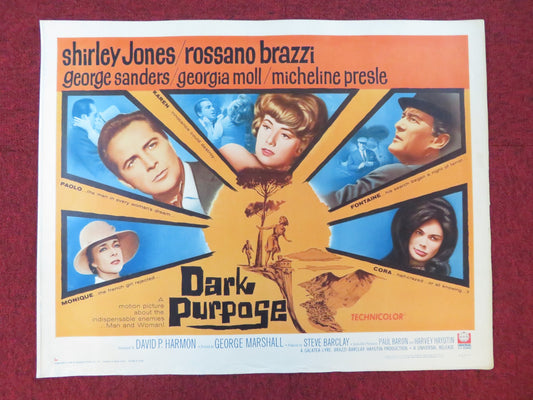 DARK PURPOSE US HALF SHEET (22"x 28") POSTER SHIRLEY JONES ROSSANO BRAZZI 1964