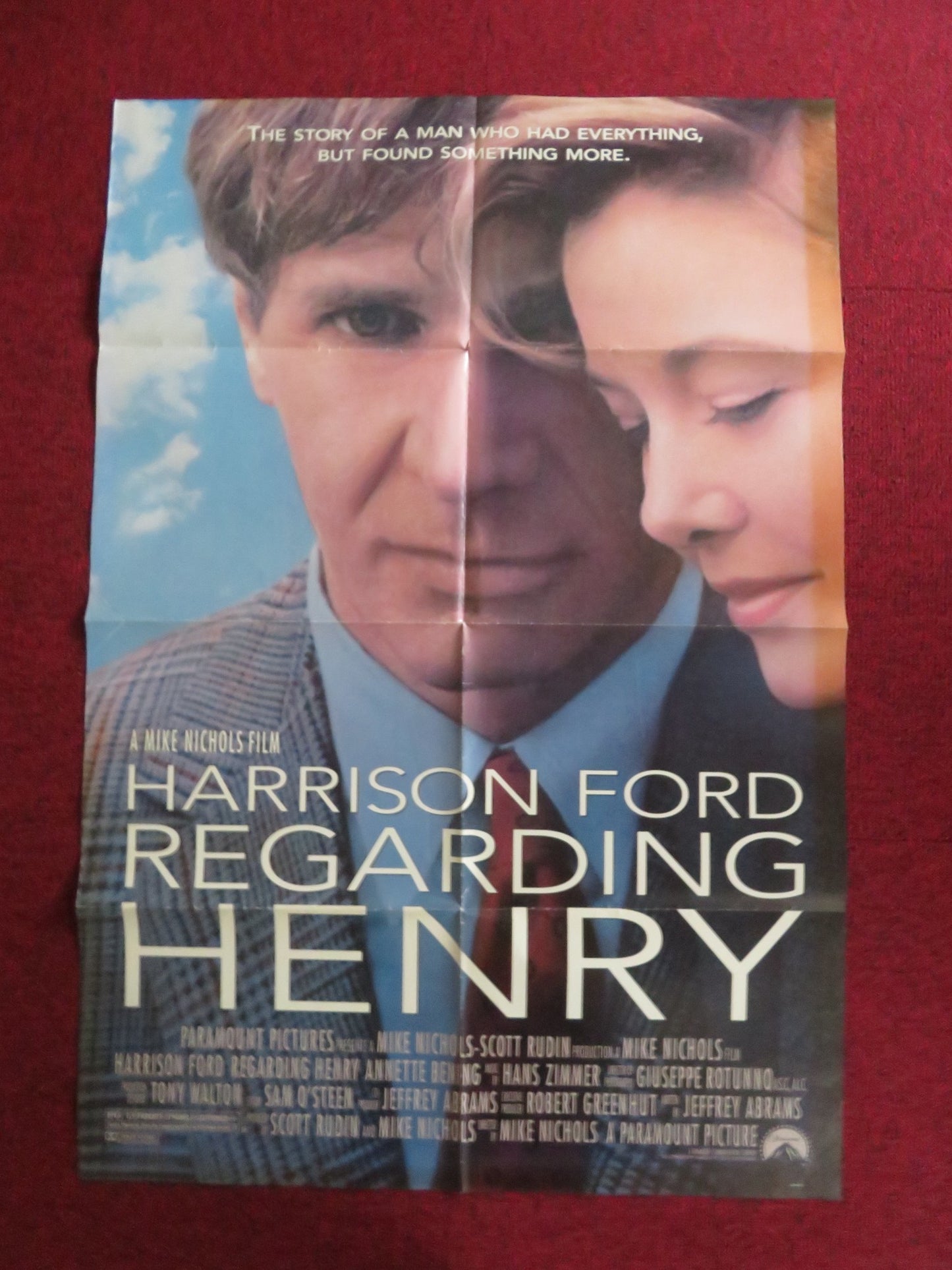 REGARDING HENRY FOLDED US ONE SHEET POSTER HARRISON FORD ANNETTE BENING 1991