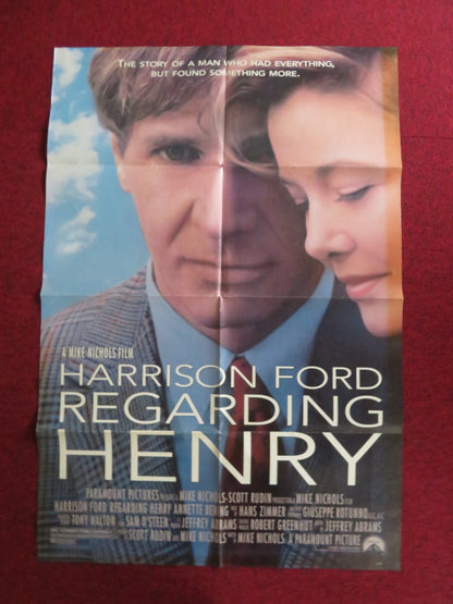 REGARDING HENRY FOLDED US ONE SHEET POSTER HARRISON FORD ANNETTE BENING 1991