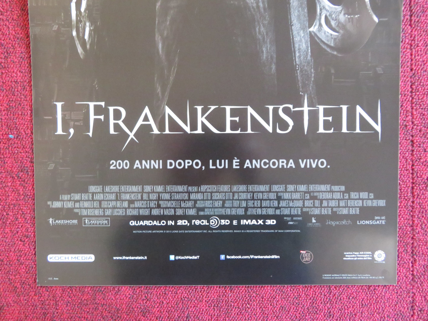 I, FRANKENSTEIN ITALIAN LOCANDINA POSTER AARON ECKHART BILL NIGHY 2014