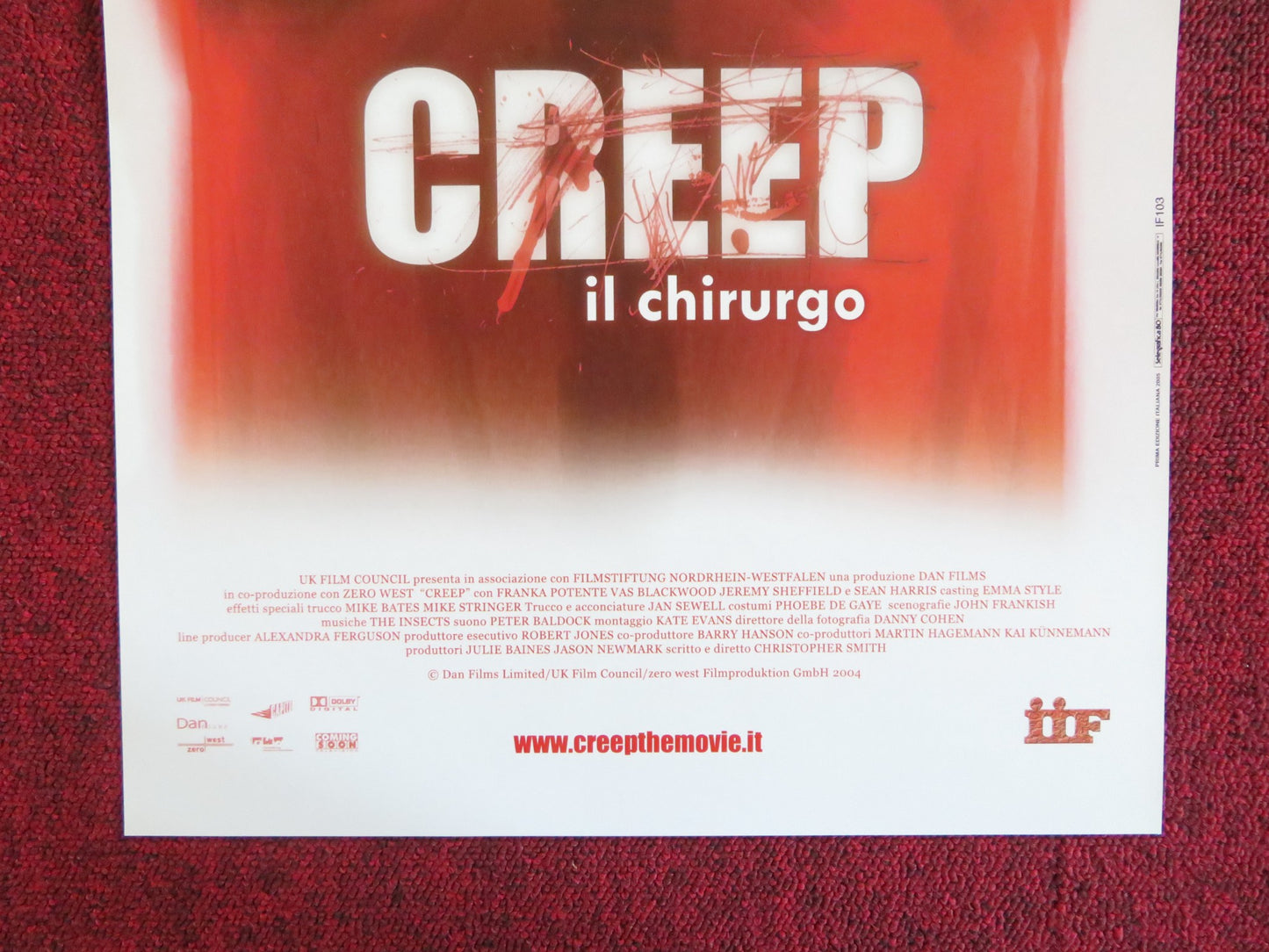 CREEP ITALIAN LOCANDINA POSTER VAS BLACKWOOD FRANKA POTENTE 2004