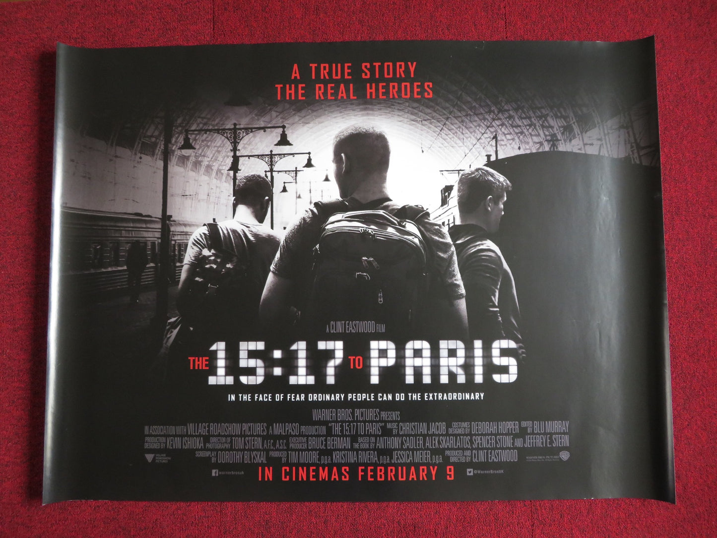 THE 15:17 TO PARIS UK QUAD (30"x 40") ROLLED POSTER CLINT EASTWOOD 2018