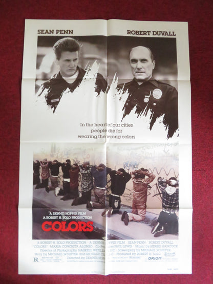 COLORS FOLDED US ONE SHEET POSTER SEAN PENN ROBERT DUVALL 1988