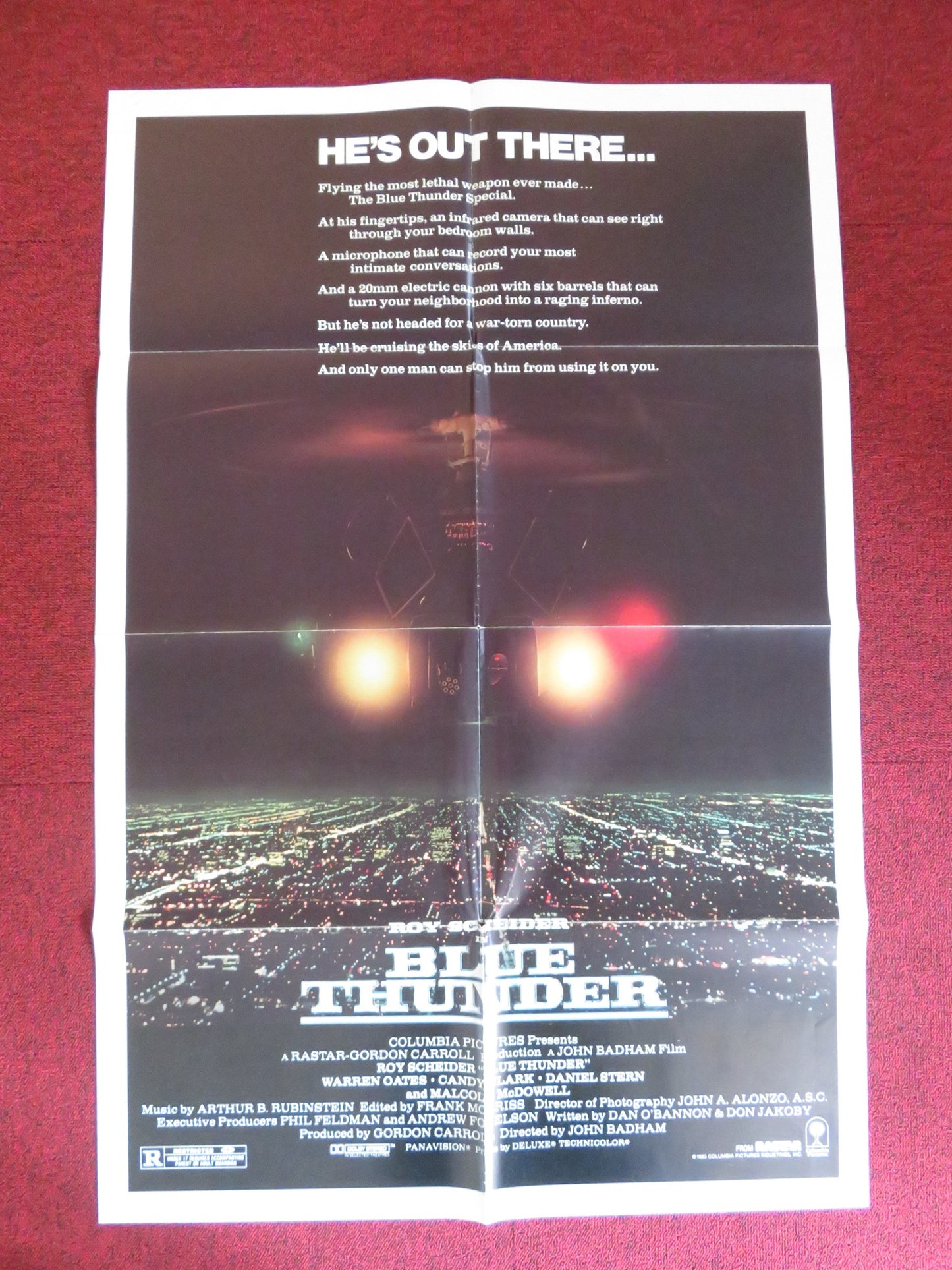 BLUE THUNDER FOLDED US ONE SHEET POSTER WARREN OATS ROY SCHEIDER 1983