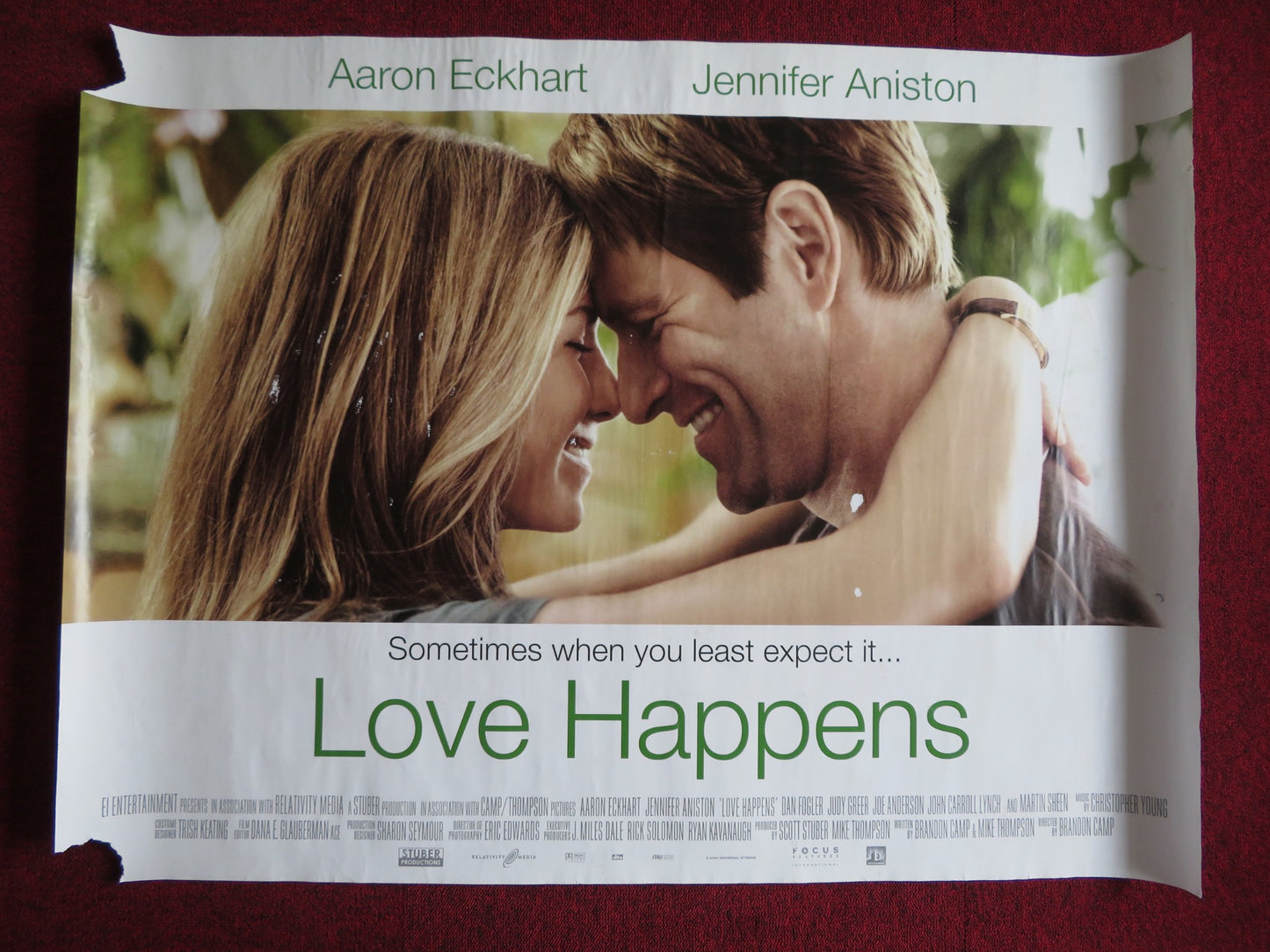 LOVE HAPPENS UK QUAD (30"x 40") ROLLED POSTER JENNIFER ANISTON A. ECKHART 2009