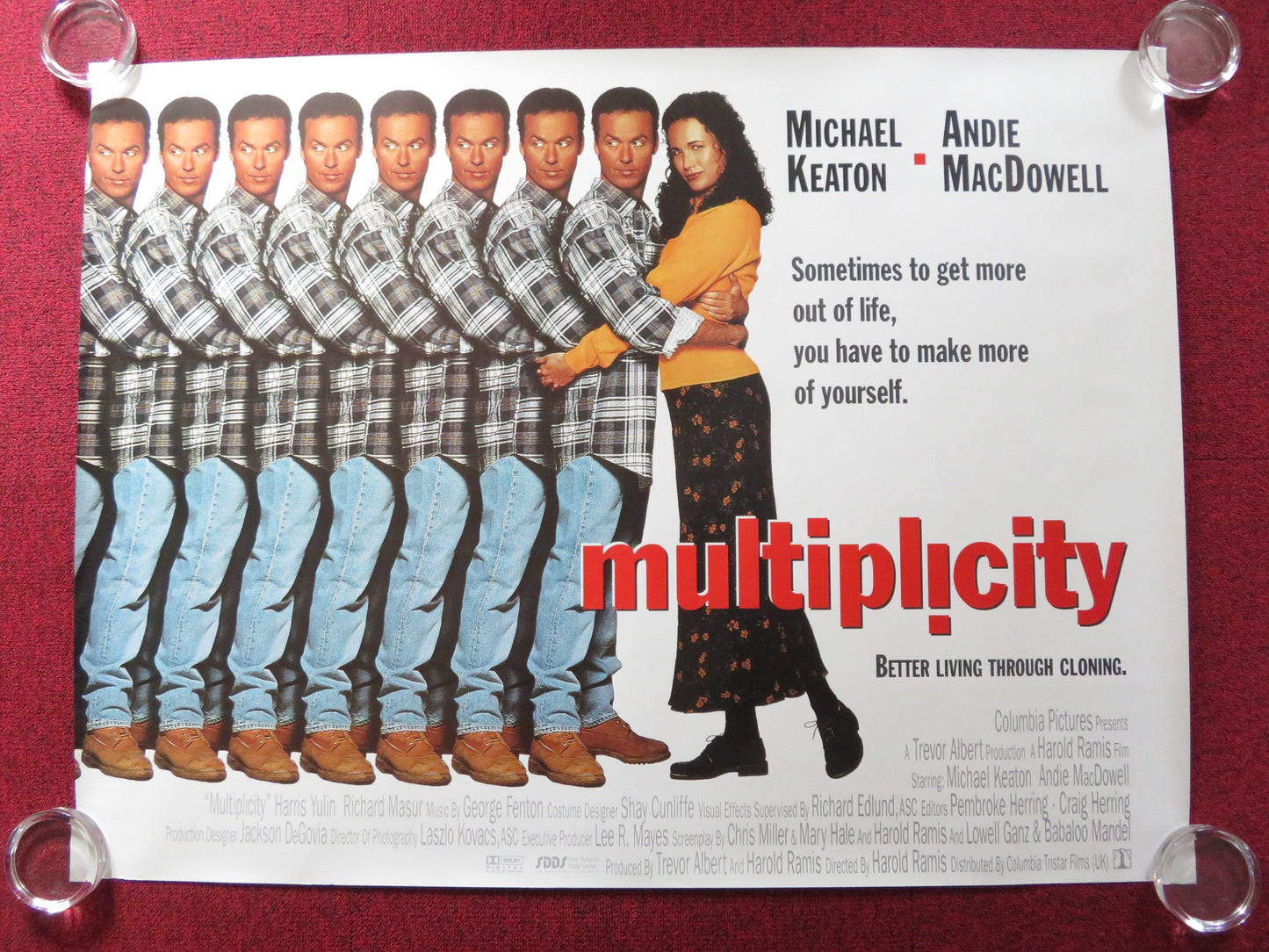 MULTIPLICITY UK QUAD (30"x 40") ROLLED POSTER MICHAEL KEATON A. MACDOWELL 1996