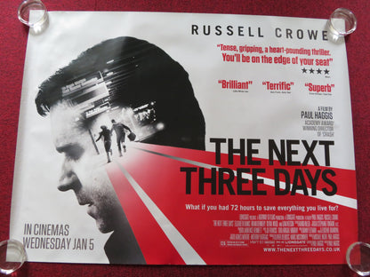 THE NEXT THREE DAYS UK QUAD ROLLED POSTER RUSSELL CROWE ELIZABETH BANKS 2010