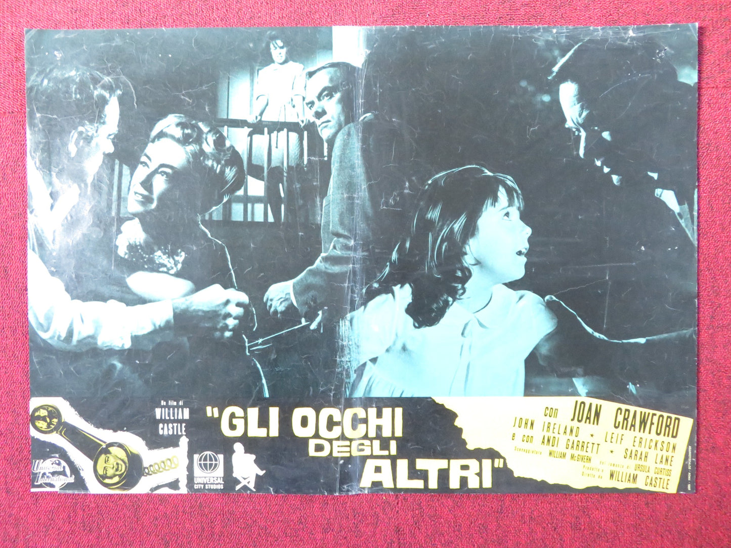 I SAW WHAT YOU DID - C ITALIAN FOTOBUSTA POSTER JOAN CRAWFORD JOHN IRELAND 1965