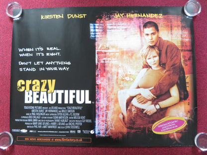 CRAZY/BEAUTIFUL UK QUAD (30"x 40") ROLLED POSTER KIRSTEN DUNST J. HERNANDEZ 2001