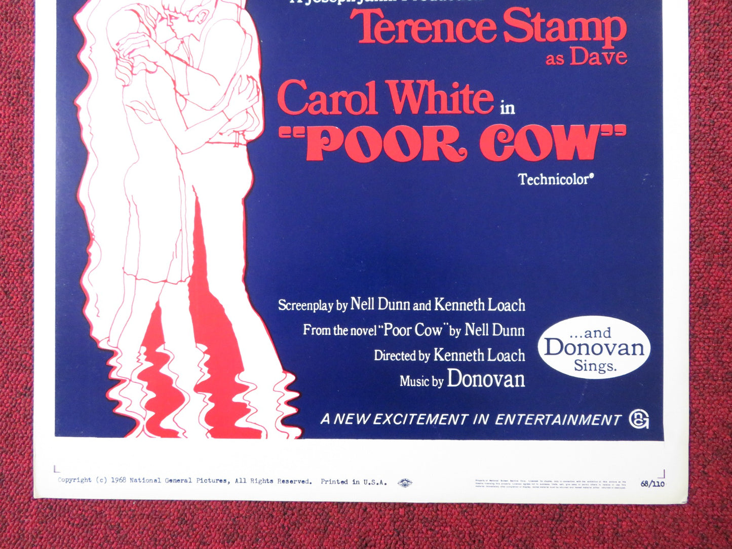 POOR COW US INSERT (14"x 36") POSTER TERENCE STAMP CAROL WHITE 1968