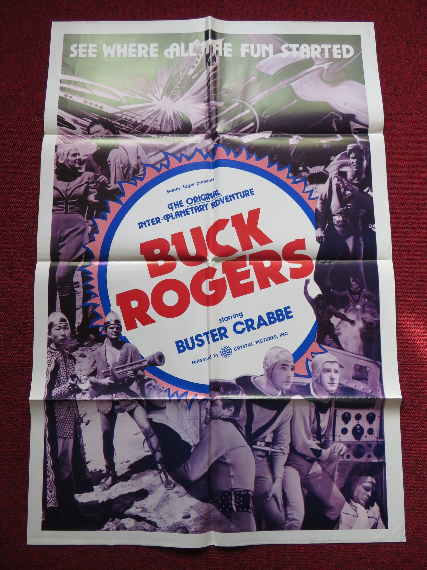 BUCK ROGERS FOLDED US ONE SHEET POSTER BUSTER CRABBE CONSTANCE MOORE 1977