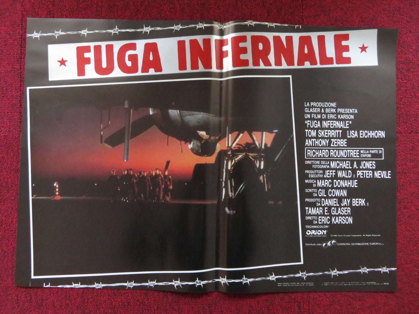 FUGA INFERNALE - C ITALIAN FOTOBUSTA POSTER TOM SKERRITT LISA EICHHORN 1986