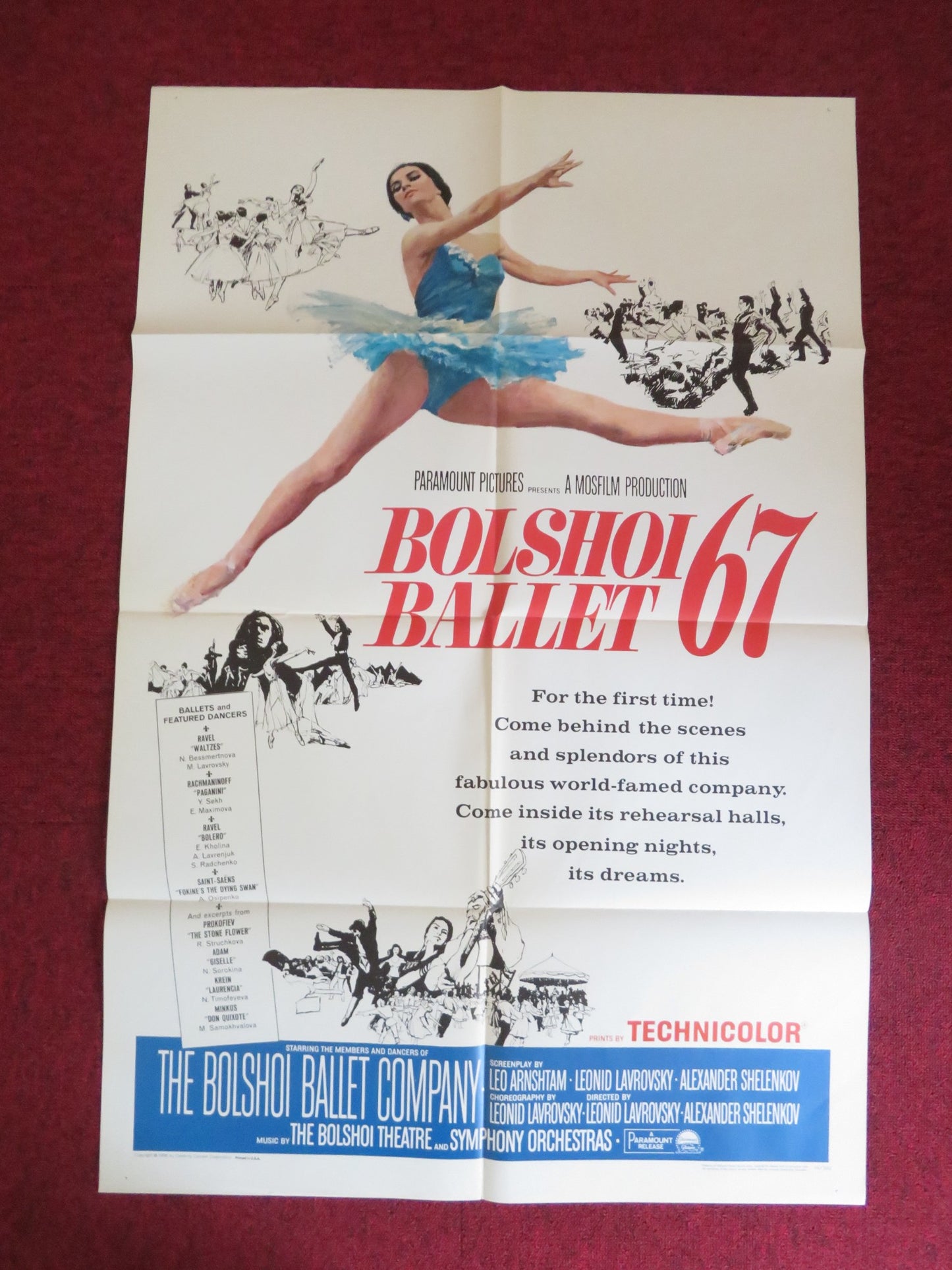 BOLSHOI BALLET '67 FOLDED US ONE SHEET POSTER ARIANE NATALIA BESSMERTNOVA 1965