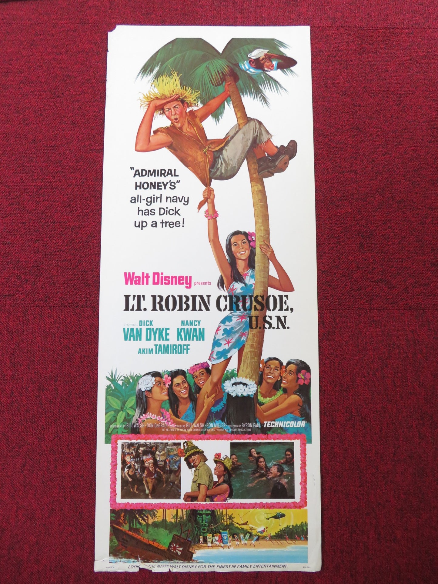 LT. ROBIN CRUSOE U.S.N. US INSERT (14"x 36") POSTER DICK VAN DYKE KWAN 1974