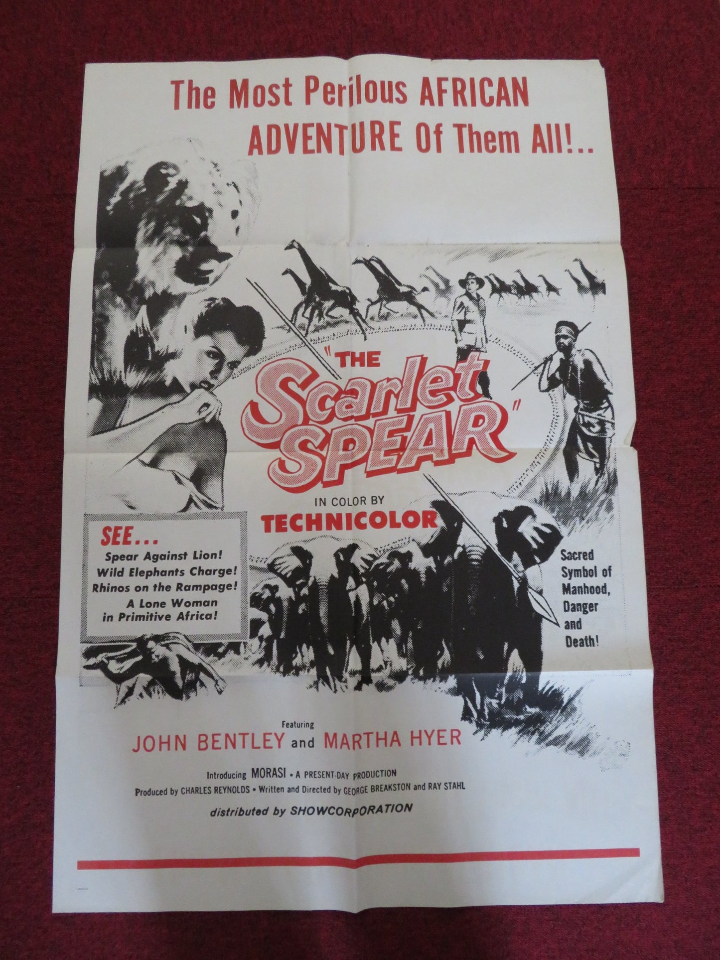 THE SCARLET SPEAR FOLDED US ONE SHEET POSTER JOHN BENTLEY MARTHA HYER 1954