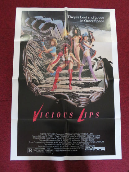 VICIOUS LIPS FOLDED US ONE SHEET POSTER DRU-ANNE PERRY GINA CALABRESE 1986