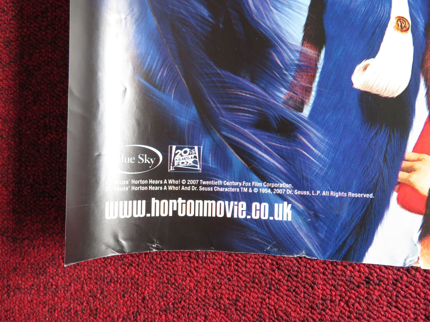 HORTON HEARS A WHO! UK QUAD (30"x 40") ROLLED POSTER JIM CARREY S. CARELL 2008