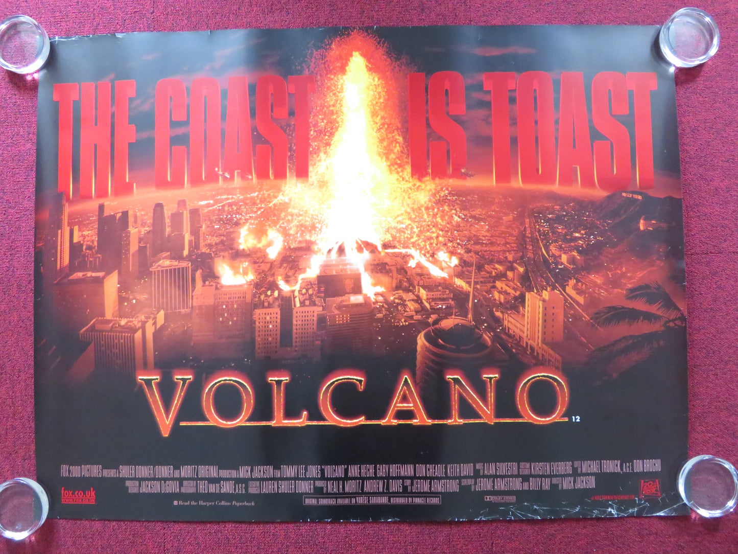 VOLCANO UK QUAD (30"x 40") ROLLED POSTER TOMMY LEE JONES ANN HECHE 1997