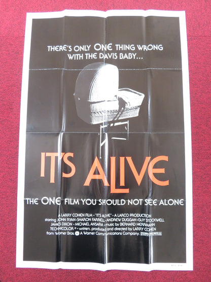 IT'S ALIVE FOLDED US ONE SHEET POSTER LARRY COHEN  JOHN RYAN SHARON FARRELL 1974