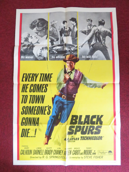 BLACK SPURS FOLDED US ONE SHEET POSTER RORY COLHOUN LINDA DARNELL 1965