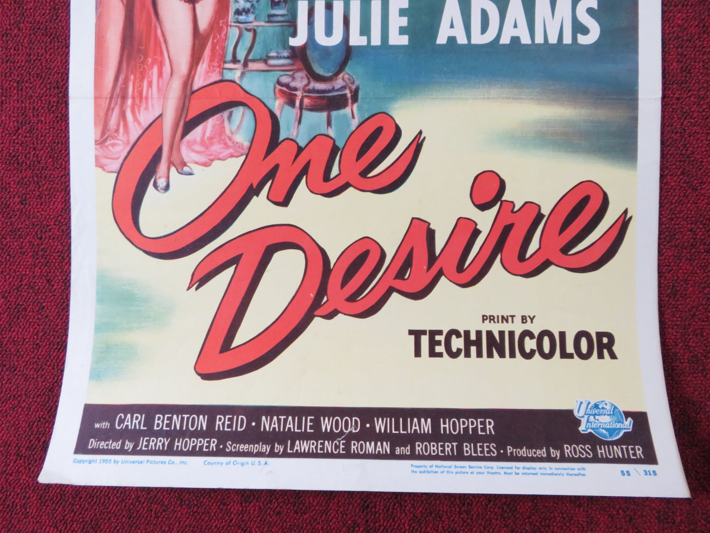 ONE DESIRE US INSERT (14"x 36") POSTER ANNE BAXTER ROCK HUDSON 1955